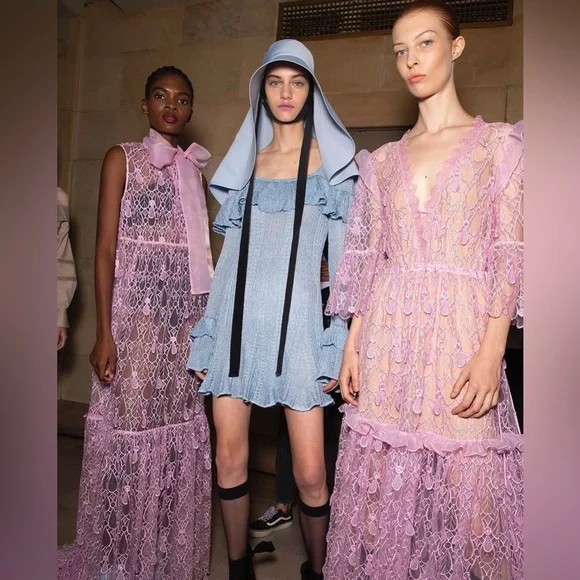 NWT SELF PORTRAIT Lilac Crochet Mesh Lace Tiered Ruffle Fairycore Maxi Dress 6 - Picture 5 of 16